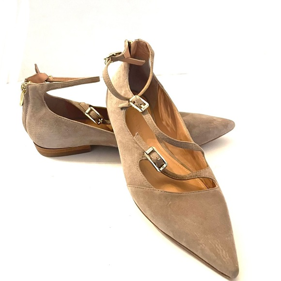 Sigerson Morrison | Pulie Pointy Suede Buckle Flat Blush - 7M Womens - Picture 9 of 14